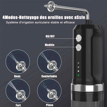 Aspirateur oreille avec 4 modes de mettoyage de IPX6 portable nettoyeur d'oreilles électrique rechargeable pour adultes enfants